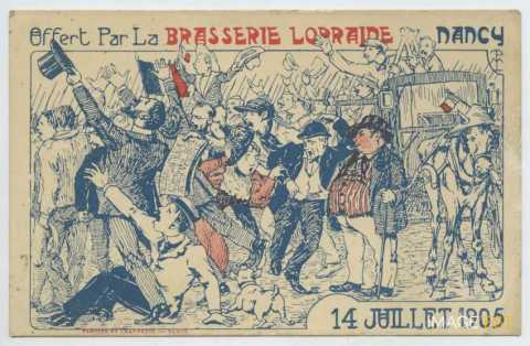 Carte illustrée de la Brasserie Lorraine (Nancy)
